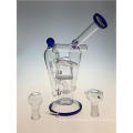 Double Recycler Hookah Glass Smoking Pipe with Honeycomb Perc (ES-GB-392)